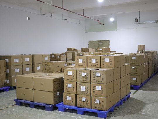 the corner of the warehouse